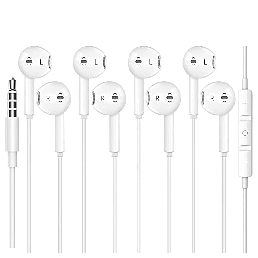 ASENTER 4-pack hörlurar hörlurar hörlurar 3,5 mm trådbundna hörlurar brusisolerande hörlurar med inbyggd mikrofon volymkontroll kompatibel med iPhone 6 Plus SE 5S 4 Samsung Android MP3