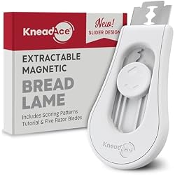 KNEADACE Upgraded Magnetic Bread Lame, Professional Dough Scoring Tool with Extractable Blade, Sourdough Bread Tool for Baking, Includes Scoring Pattern Booklet & 5 Replaceable Razor Blades