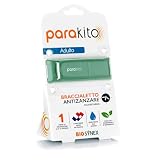 BIOSYNEX - PARAKITO - Braccialetto Antizanzare - 2 Ricariche Incluse - 1 Mese Di Protezione - Senza DEET - Modello Kaki - Taglia Adulta