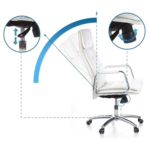 hjh OFFICE 600922 Chefsessel Bürostuhl Villa 20 Nappaleder Weiß Büro-Sessel mit hoher Rückenlehne