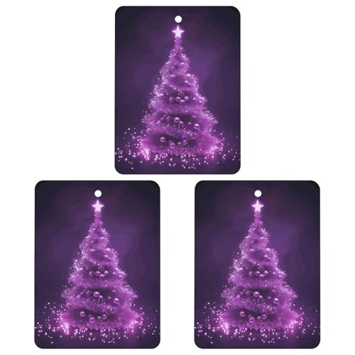Lot de 3 désodorisants carrés à suspendre pour voiture Motif sapin de Noël Violet