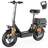 ZEFIORA Electric Scooter for Adults, 800W Peak Motor, Up to 25 MPH 30 Miles Electric Scooter with Seat, 48V 15AH Battery, 14" Foldable Commuting Sit Down E Scooter, Ample Storage for Pet & Cargo