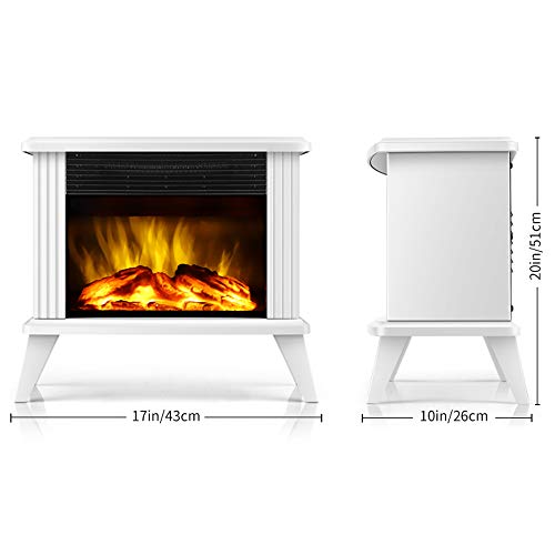 Donyer Power Mini Electric Fireplace Tabletop Portable Heater,14.8'' (White, Metal) #TOP1
