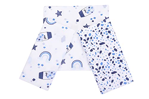 Cueiro Estampado Flanelado, Minasrey Capadócia, 80cmx80cm, 3 Un. (Azul)