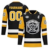 Onegam Custom Ice & Field Hockey Jersey for Men Women Youth, Personalized Practice Training Team Uniform Sports Outfit Black Yellow