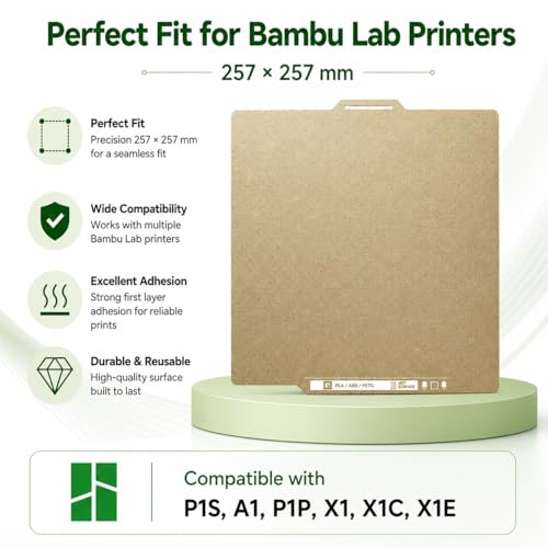 Image of PEI Build Plate for Bambu Lab P1S P2S A1 P1P X1 X1C X1E, 0.77mm Double Sided Textured PEI Spring Steel Sheet with QR Code, Flexible 3D Printer Spring Steel Build Plate, 257x257mm