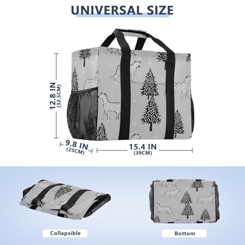 Nander Spotted Leopard and Christmas Tree Foldable Tote Bag Waterproof Sandproof Women Beach Bag Handbag Gym Bag Travel Shopping Bag2