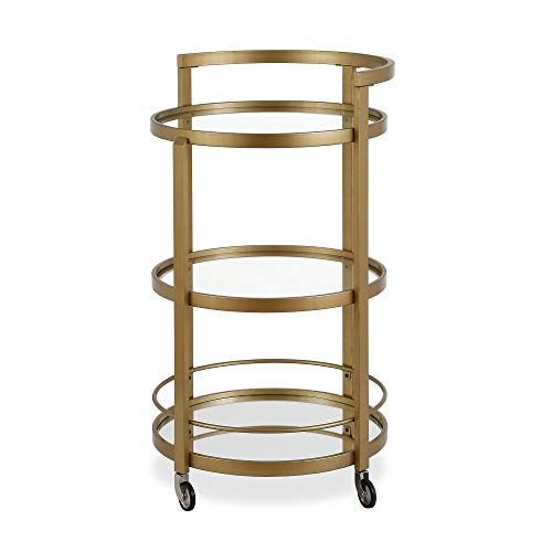 Image of Henn&Hart 21 inch Wide Round Bar Cart in Brass, Bar Carts for the Home