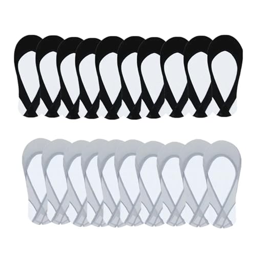 Invisible socquette de sport femme coton antidérapante lot de 20 paires grises et noires