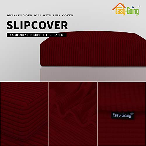 Image of Easy-Going Stretch 1 Piece Oversized Couch Cushion Cover for Sofa | X-Large Sofa Cushion Furniture Protector Sofa Seat sofa slipcover Washable sofa cover soft with Elastic Bottom Wine