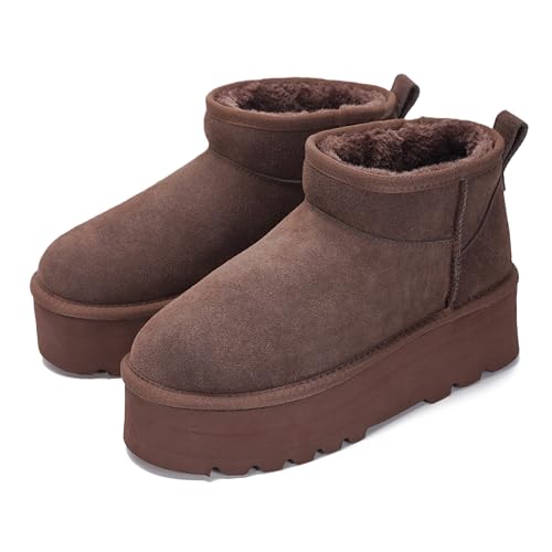 Image of Project Cloud 100% Genuine Leather Platform Ankle Boots for Women | Memory Foam Insole Lightweight Winter Booties - Womens Casual Footwear Fall Shoes - Fashionable Womens Boots with EVA Outsole