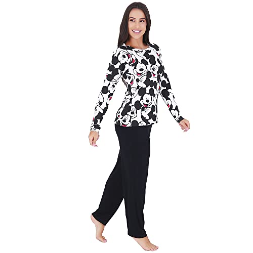 KIT 2 PIJAMAS DE INVERNO MANGA LONGA BICOLOR FEMININO MAIS BONITA (XG, Garfield Preto/Poá Preto)