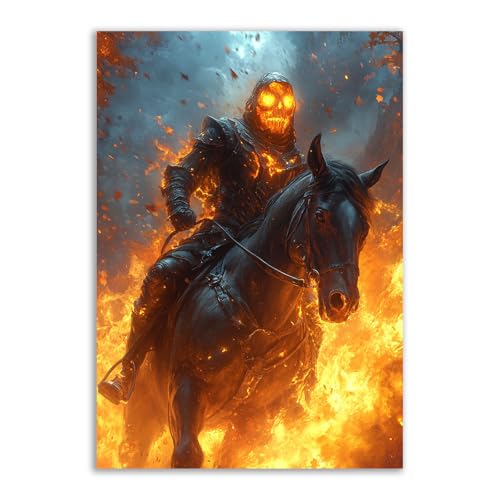 Toile d'Halloween Faucheuse orange et château citrouille TERUEA 70x100cm