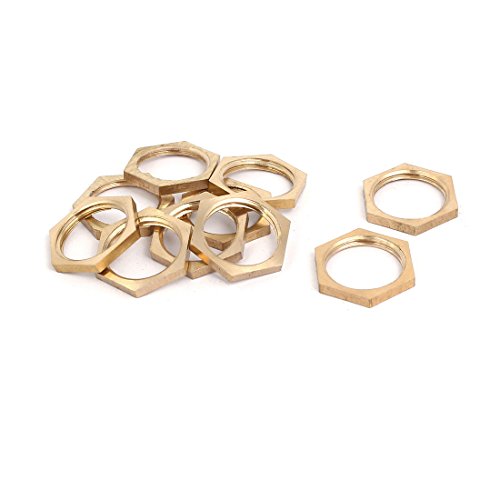 uxcell 10 Pcs 1/2BSP Female Thread Brass Hex Nut Pipe Fitting Locknut