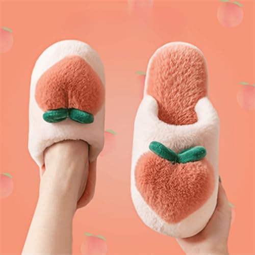 Fuzzy Slipper Winter Fluffy Slippers Peach Cute Slippers For Women Comfortable Warm House Shoes Slippers3
