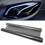 MLAHUIER Car Taillight Headlight Fog Light Light Self-Adhesive Tint Film, 12×48 Inches Vinyl Protector Color Shiny Sticker Film, Auto Modification Cover for Cars, Trucks, SUVs(Light Black)