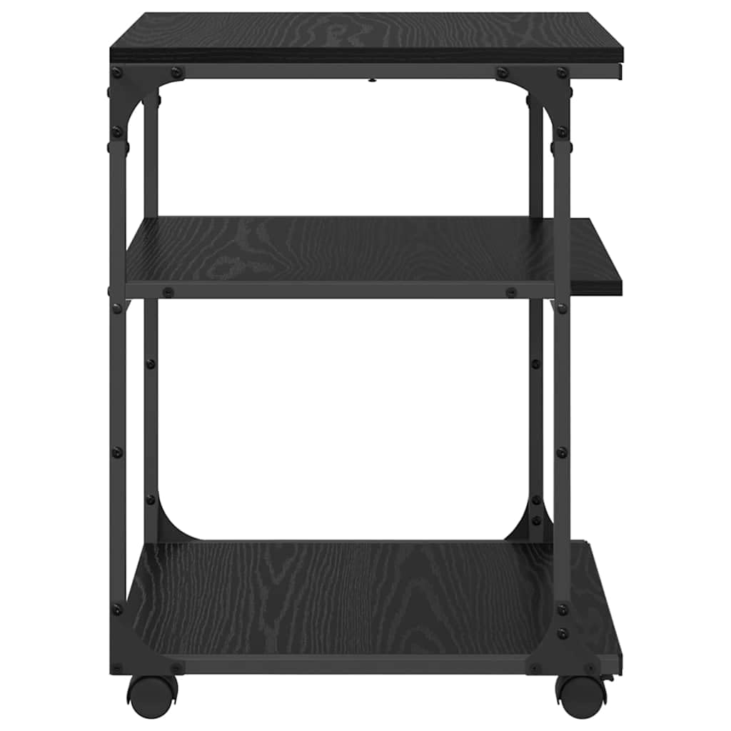 vidaXL Stojak na drukarkę Czarny Dąb 43 x 48 x 64 cm, Stojak na drukarkę, prostokątny, industrialny, wielopoziomowy organizer, mobilne meble, miejsce na dokumenty