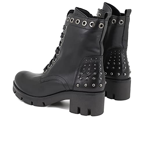 QUEEN HELENA Anfibi di Pelle Stivaletti con Lacci