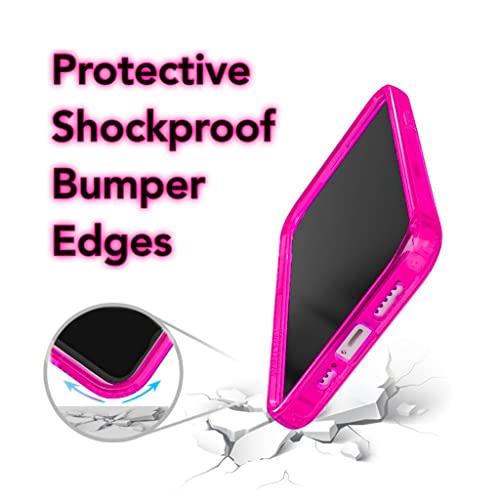 Nycprimetech Iphone 12/ Iphone 12 Pro Case/Slim & Soft Transparent Neon Pink Cover With Bumper Edge For Iphone 12 Pro & Iphone 12/ Cute Flexible & Stylish Protection // 6.1"(Hot Pink) #TOP2