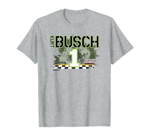 NASCAR - Kurt Busch - Racing Flags T-Shirt, Men, Heather Grey, Medium