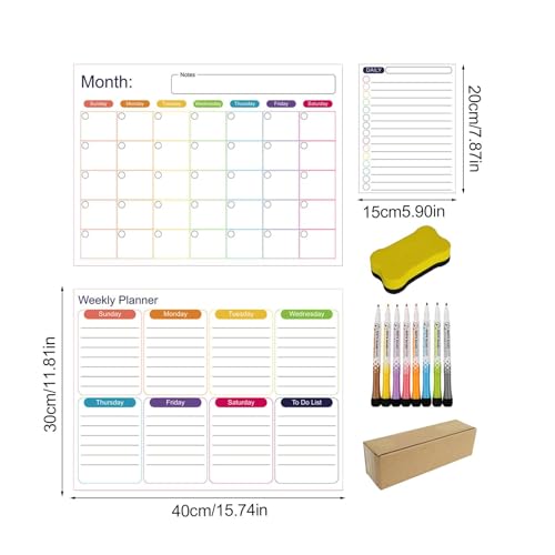 Calendrier magnétique pour réfrigérateur et tableau effaçable réutilisable - 5