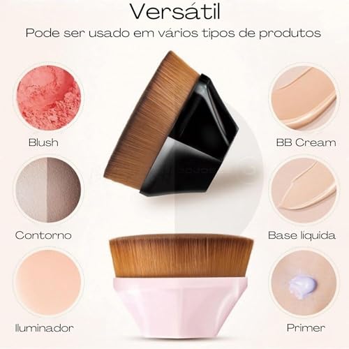 Pincel Mágico Reto De Maquiagem Facial Para Base Possui Alta Densidade Formato Hexágono Kabuki Para