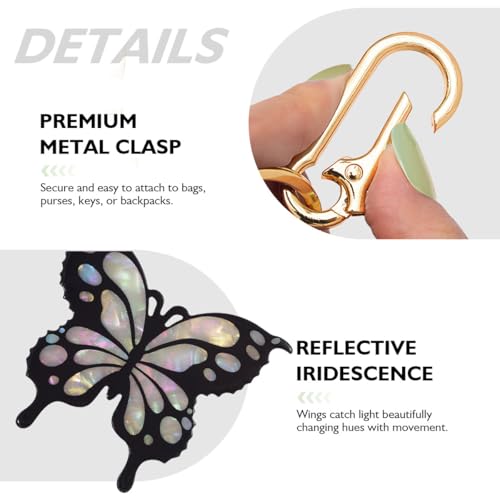 Tropical Hibiscus Flower Bird Butterfly Keychain Bag Charm Keychain Gold-Tone Clasp, 5.3 Inches