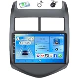 4Core+64GB ROM Car Radio for 2012-2016 Chevy Aveo Sonic: 9-inch 1280 * 800P IPS Touchscreen with Wireless Carplay Android Auto 5G WiFi Bluetooth5.0 GPS FM Audio 1080P Backup Camera SWC