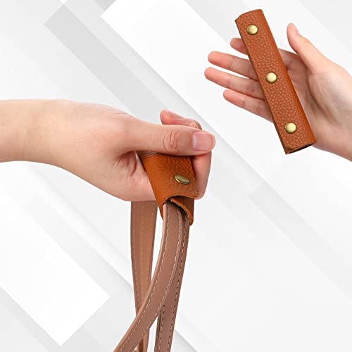 2 Pcs Luggage Handle Wrap Cover Leather Handbag Grip Protector With Brass Clasp Purse Strap Pad For Shopping Bag Travel Bag Suitcase Tote Bag (Brown) #TOP3
