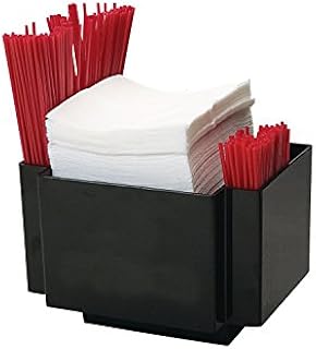 Thirsty Rhino Servet, Professional Counter-Top Bar Caddy Napkin & Straw Holder, 3 Compartments