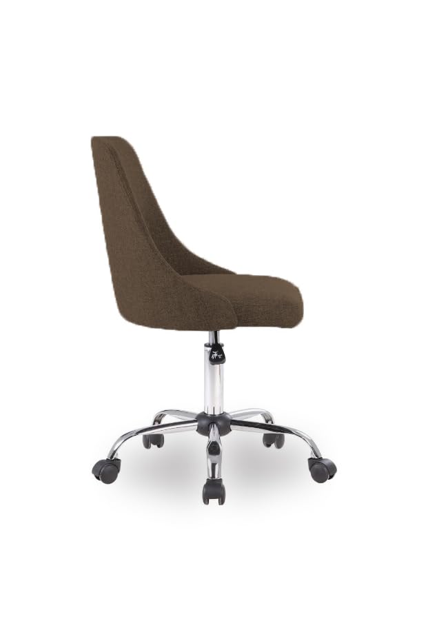 Image of Taskpro Fabric Upholstered Height-Adjustable 360 Swivel Revolving Office Study Desk Chair in Dark Brown Color