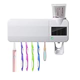 Toothbrush Holder, Toothpaste Dispenser + 6 Toothbrush Holder Wall Mounted for Women Baby Kids Bathroom (Built-in Battery)