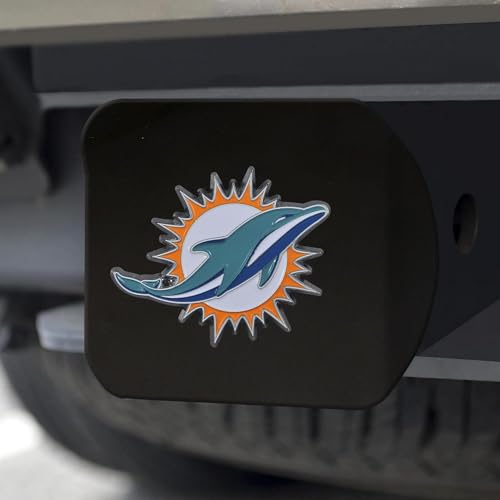 Miami Dolphins Cache Attelage Metal 2" Square Type III Accessoire Remorque Noir