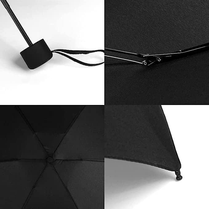 EXEMARTZ Black Umbrella | 3 Fold Umbrella Protection from Rain and Sun Rays for Girls/Boys | Round Handle | 1 pc, Solid 3 fold Windproof Umberalla 4