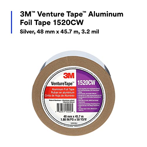 Image of 3M Venture Tape Aluminum Foil Tape 1520CW, Silver, 48 mm x 45.7 m, 3.2 mil (Pack of 24)