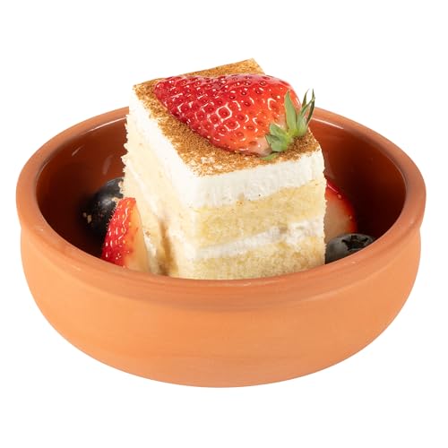 Restaurantware -Terra Tek Cazuelas de terracota de 6.75 onzas, 2 ollas de arcilla esmaltada marrón para cocinar, listas para horno, microondas, ollas de terracota para servir, lavavajillas, para