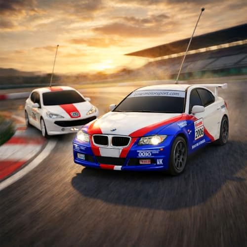 2 x RC ferngesteuerte mini Autos inkl. 213-teilige Rennstrecke im...