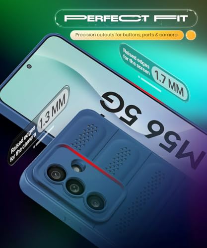 Image of WOW IMAGINE Ultimate Silicone Back Cover Case for Samsung Galaxy M56 5G | Galaxy F56 5G | Heat Dissipation Thin Soft TPU | 360 Camera Protection | Breathable Cooling Holes - Deep Blue