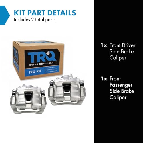 Image of TRQ Front Driver and Passenger Side Brake Caliper Set Caliper Brackets Hardware Compatible with 2011-2014 Hyundai Sonata 2.4L 2015 Sonata Hybrid 2015 Limited Hybrid 2011-2016 Kia Optima 2.4L