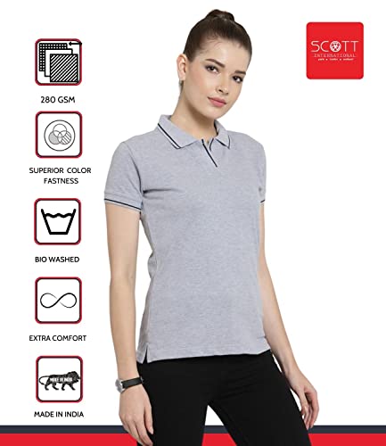 Image of Scott International Women's Regular Fit 100% Pure Organic Cotton Polo T-Shirt | Womens Polo Collar Neck T-Shirt | Cotton Plain Polo Neck Half Sleeve T-Shirt | Tshirts for Women