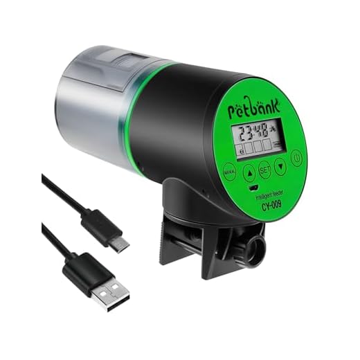 Petbank USB Charger Alimentador Automático Acuarios con Temporizador Recargable, Dispensador Comedero Acuario con Pantalla LCD, Dispensador Comida Peces Automatico, Verde