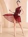 ODASDO Women Lyrical Dance Costume Mesh Tulle Leotard Dress Modern Contemporary Dancewear Shiny Sequin Unitard Acrobat Circus Outfit Performing Rhythm Ballroom Latin Dancing Dresses Burgundy M
