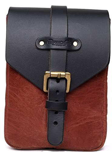 Trip Machine Company Genuine Leather Motorcycle Magnetic Fuel Tank Pouch to Carry All Your Riding Essentials (Cherry Red)