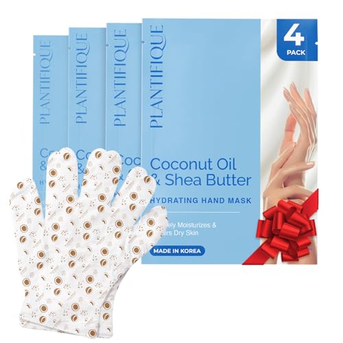 PLANTIFIQUE Maschera Idratante Mani 4 Guanti con Acido Ialuronico, Burro di Karité e Macadamia – Guanti Idratanti Profondi, Crema Riparatrice Pelle Secca, Crema Vegana Nutriente Mani Anti-Aging Spa