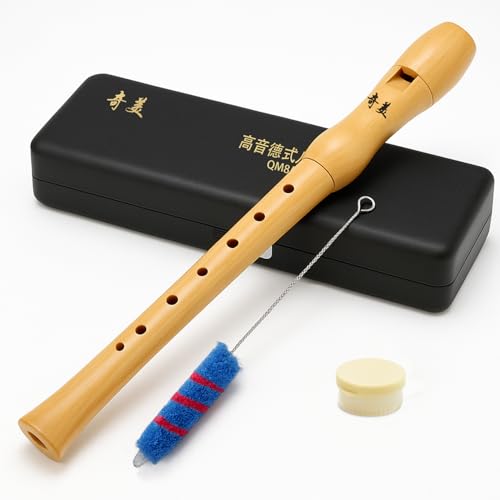 KAIYAYA Flauta Dulce Soprano,Flauto Madera de Arce,Flauta de 8 Orificios Diseño Desmontable,Digitación Alemana con Kit de Limpieza para Escuela o Clase de Musica,Principiantes,Niños