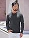 COOFANDY Mens Knitted Sweater Polo Long Sleeve Warm Collared Sweater Banded Bottom Sweaters Dark Grey
