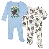 Godzilla Newborn Baby Boys 2 Pack Sleep N' Plays 2-Way Zip Cream Beige/Pastel Sky Blue 3-6 Months