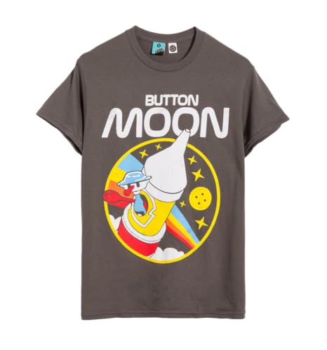 TruffleShuffle Button Moon t-shirt geek gris charbon haut nostalgie 80s