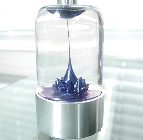 Spike Blue Colored Ferrofluid in a Bottle Magnetic Liquid Sculpture Educational Display Executive Desk Display