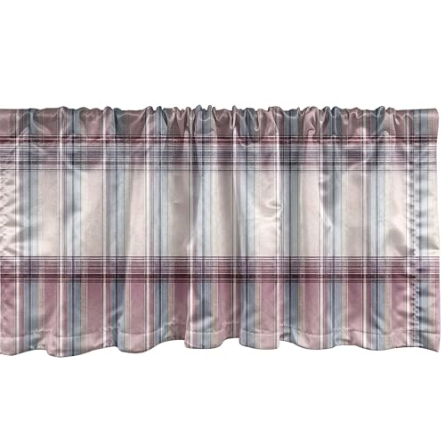 Ambesonne Buffalo Plaid Window Valance Pack of 2, Modern Timbermen Pattern with Integrating Lines Rectangles Tartan, Rod Pocket Curtain Valances Kitchen Bedroom, 54" X 18",Rose Lilac and Sage Green